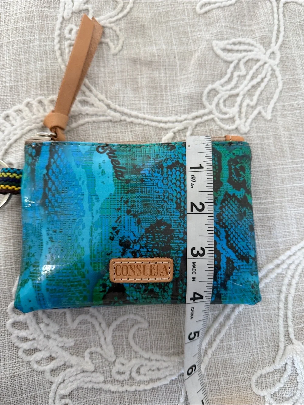 Consuela Kyle Teal & Turquoise Snake-Print Zip Pouch